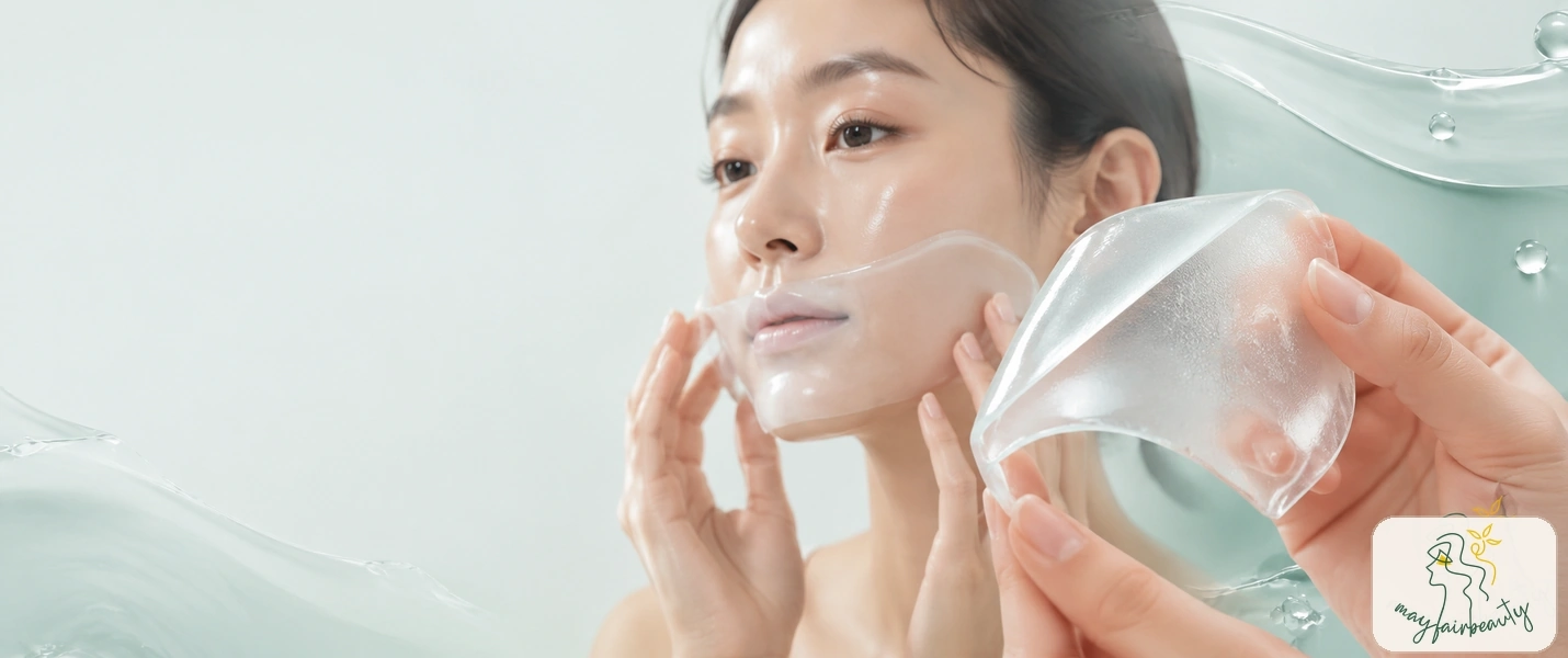 ساختار ژله‌ای ماسک هیدروژلی و قرارگیری آن روی پوست